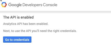 Google Development Console - Analytics API enabled